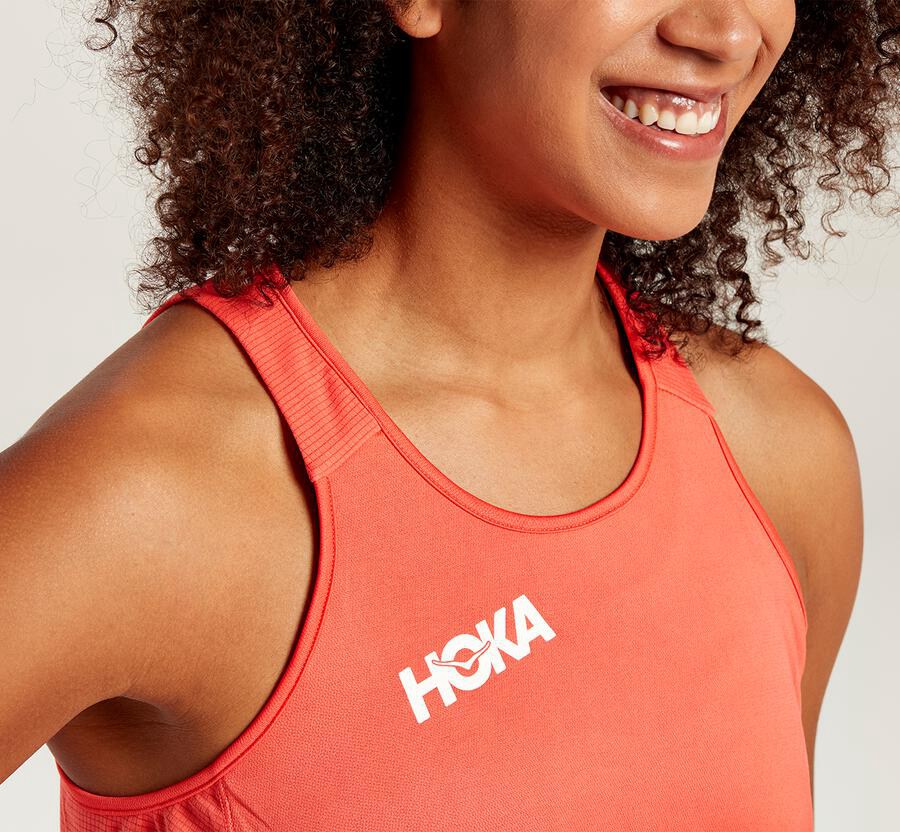 Hoka One One Tops Womens Orange - Performance Tank - 54379ZFND